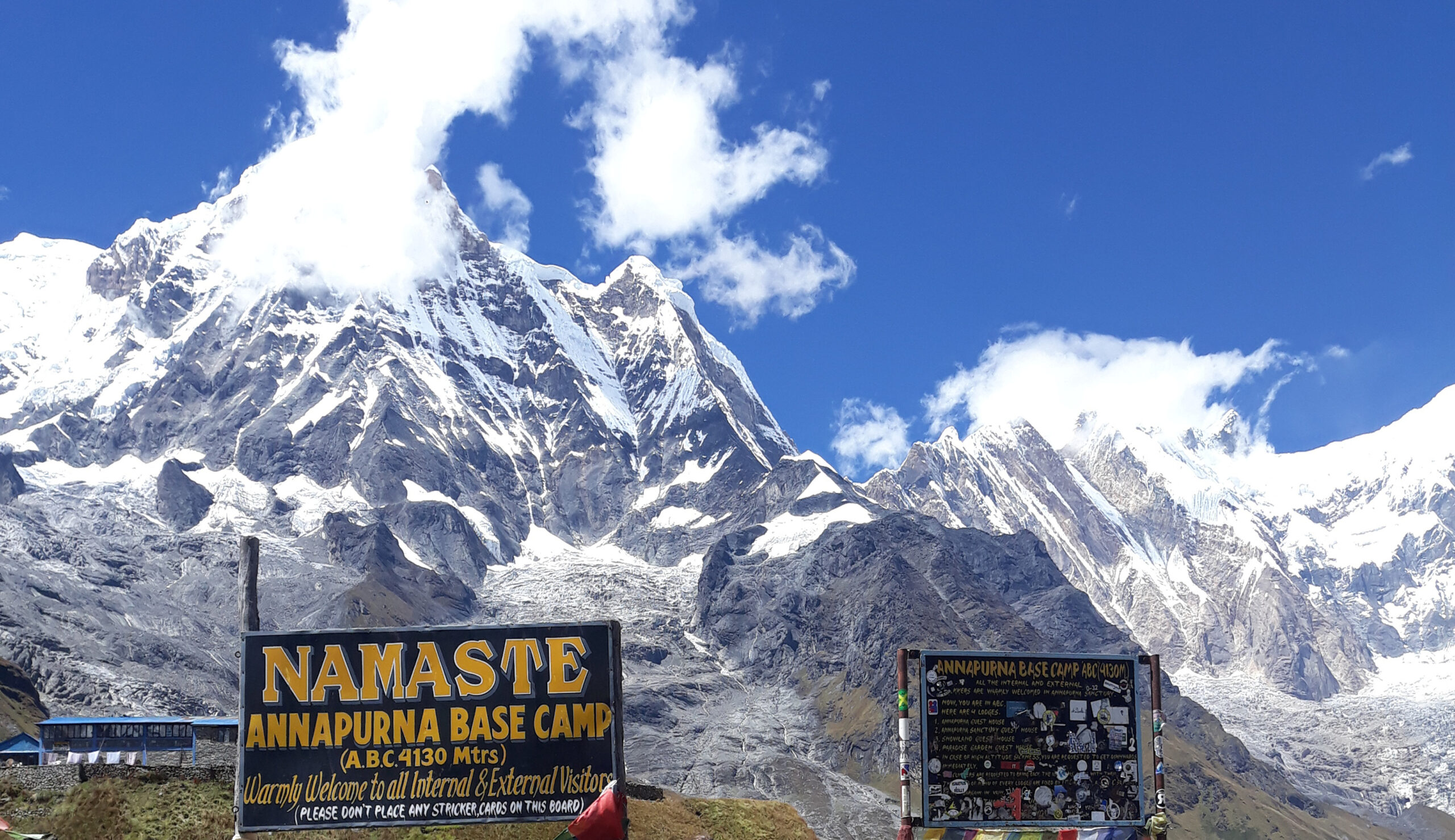 Annapurna Base Camp Trek with panoramic views of Annapurna South, Machapuchare, and surrounding Himalayan peaks.