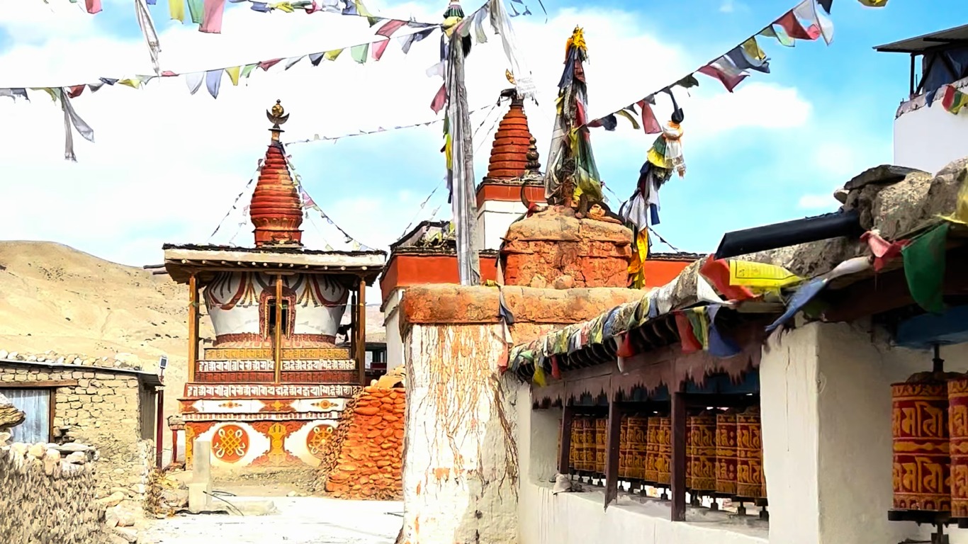 Traditional Tibetan-style village along the Upper Mustang Jeep Tour route.