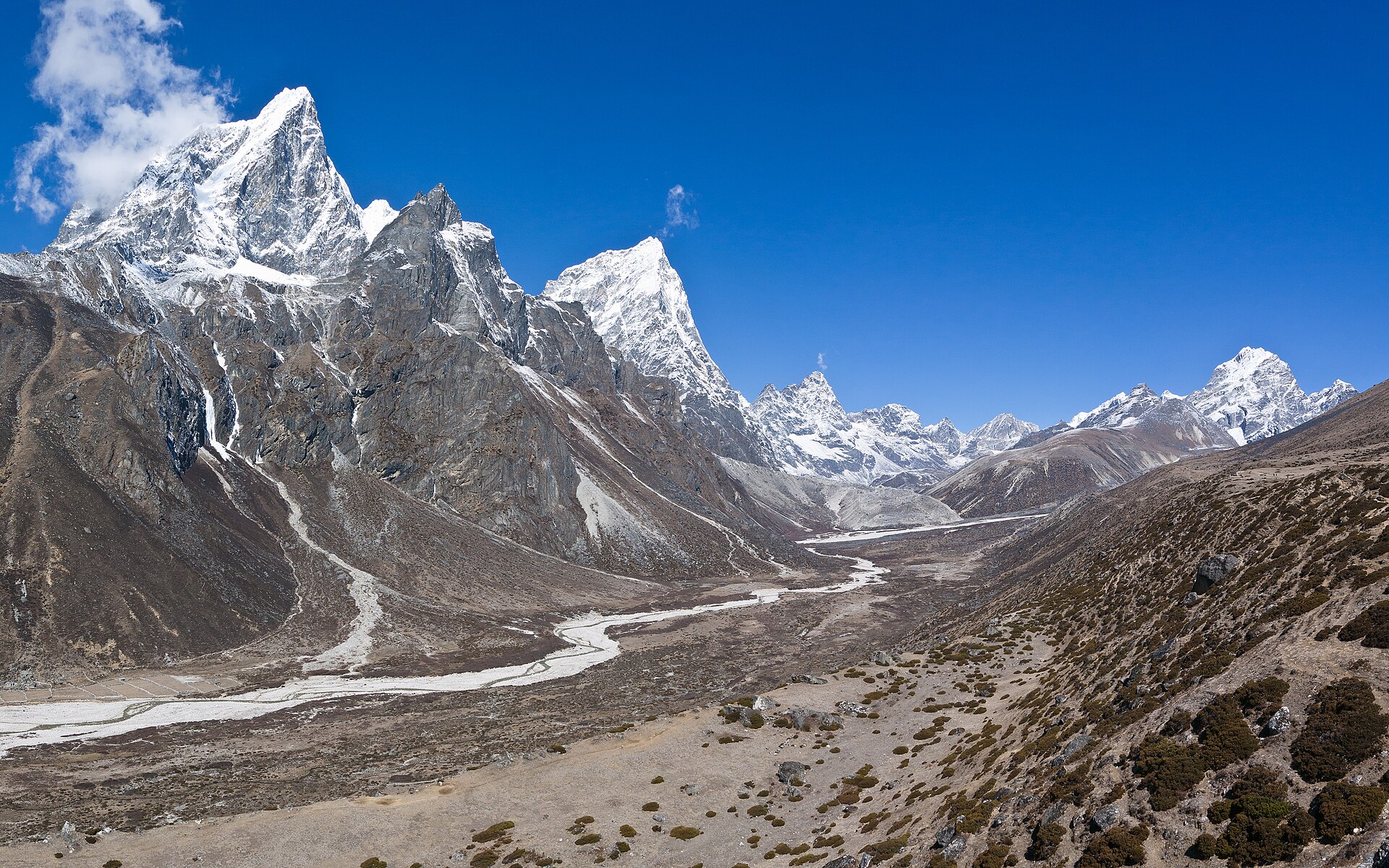 Pheriche village on the Everest Base Camp trek route in autumn