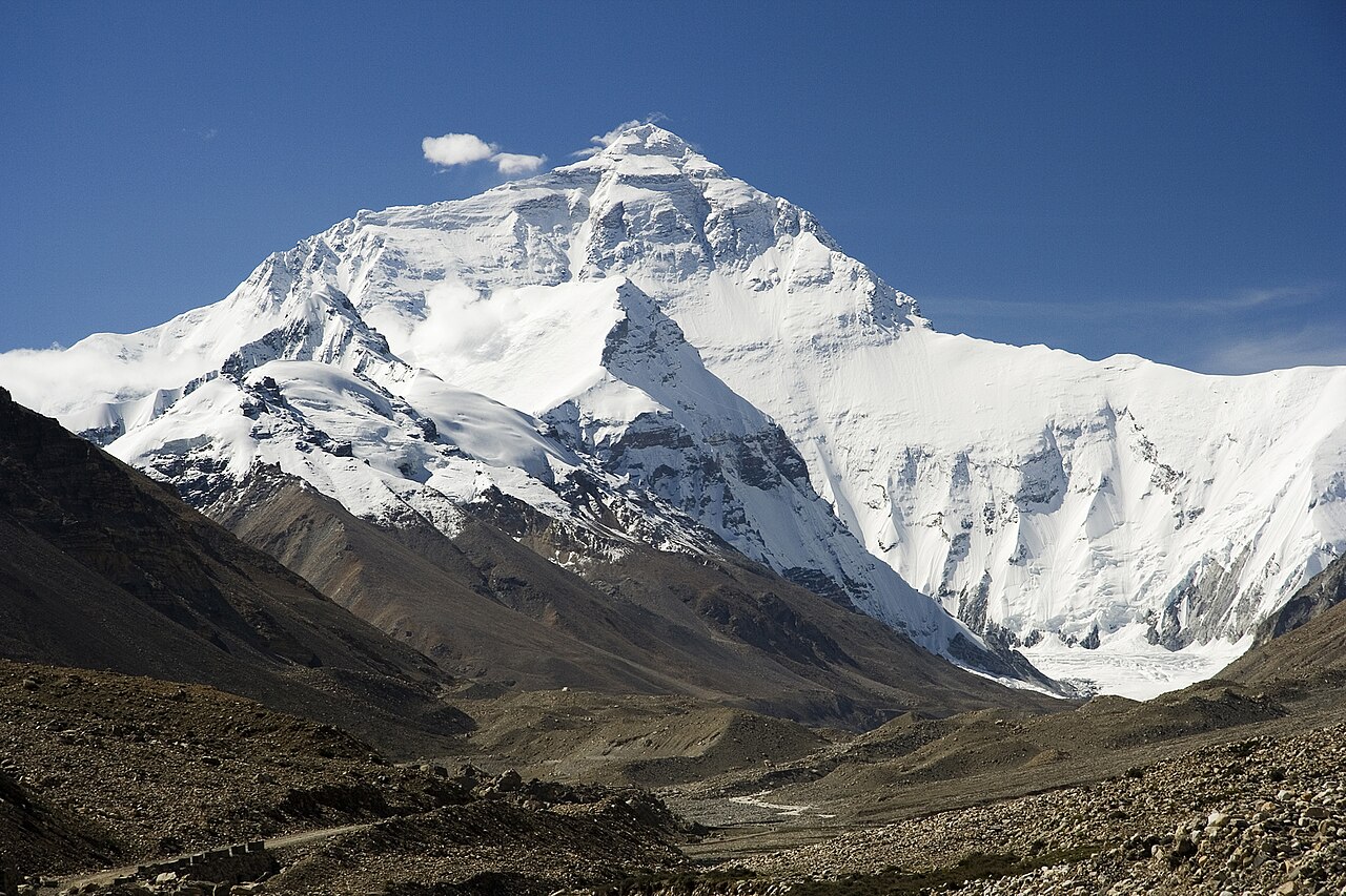 Mount Everest and the Himalayan range viewed from Nepal