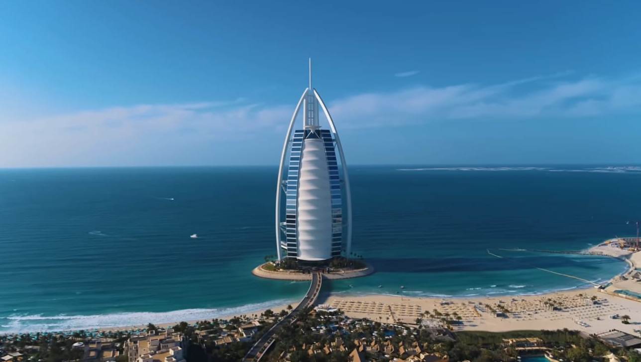 Burj Al Arab luxury hotel in Dubai seen during UAE city tour